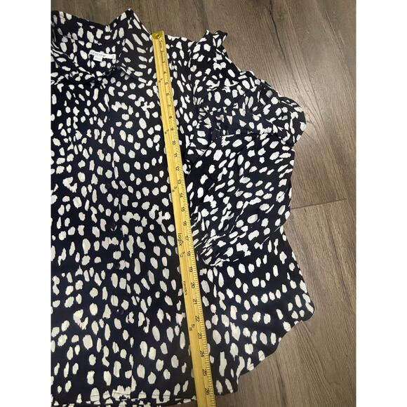 Chico’s Black White Abstract Print Ruffle Sleeve Blouse Women’s Size 2 (L/12) - Picture 4 of 7